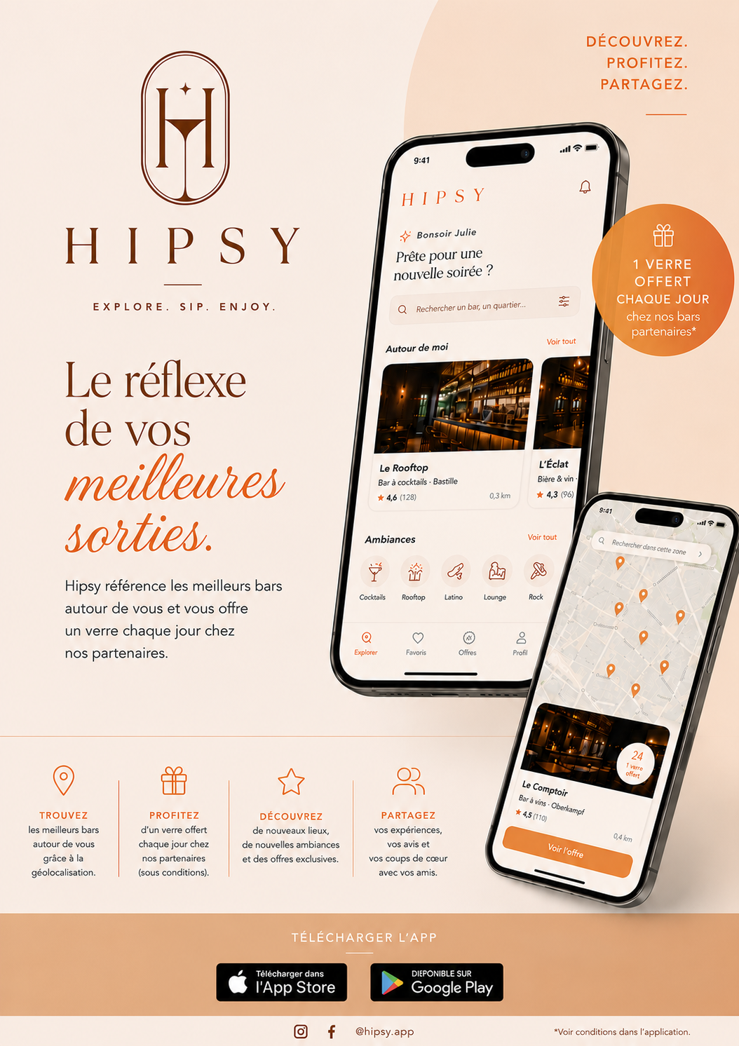 Hipsy · identité visuelle de l'application